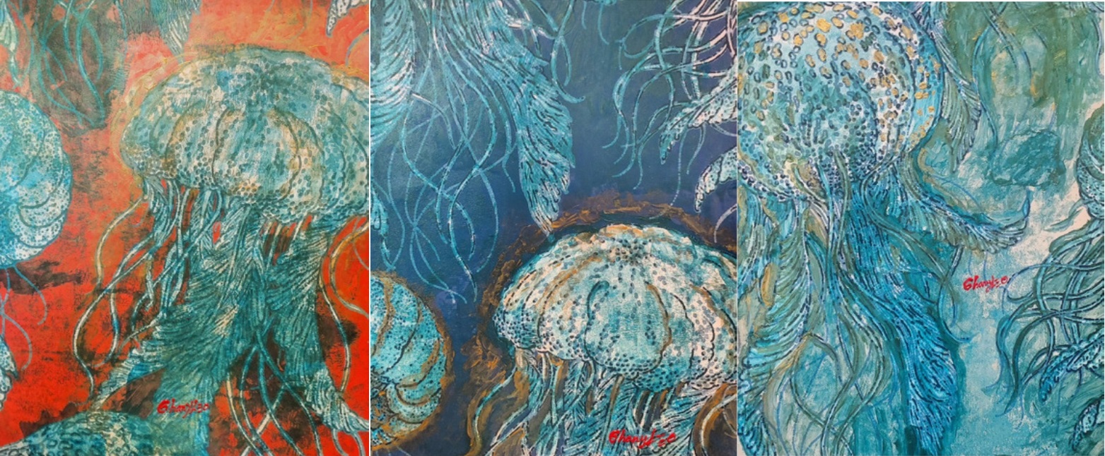 Move Together (Jellyfish series 1-3) Triptych